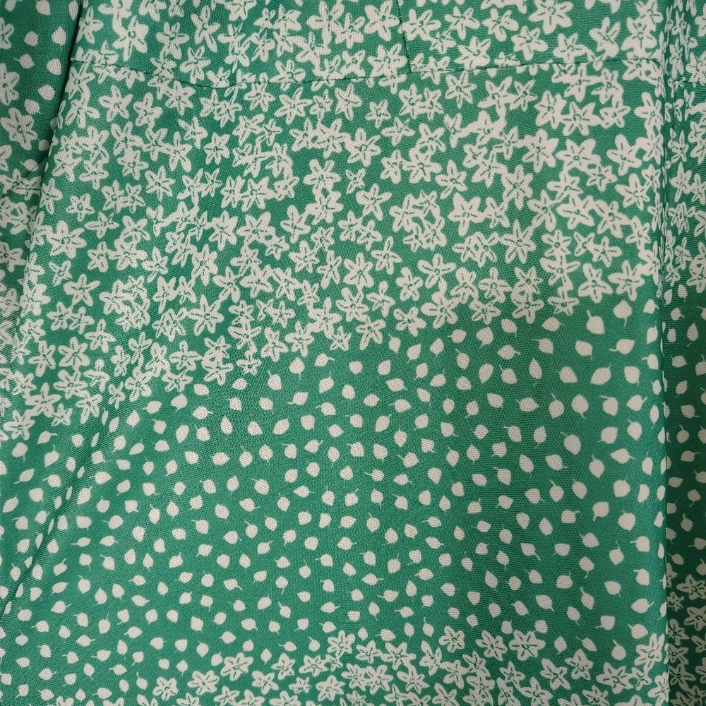 Vintage 70s Homemade Green And White Floral Maxi Dress Whimsical - Picture 11 of 12